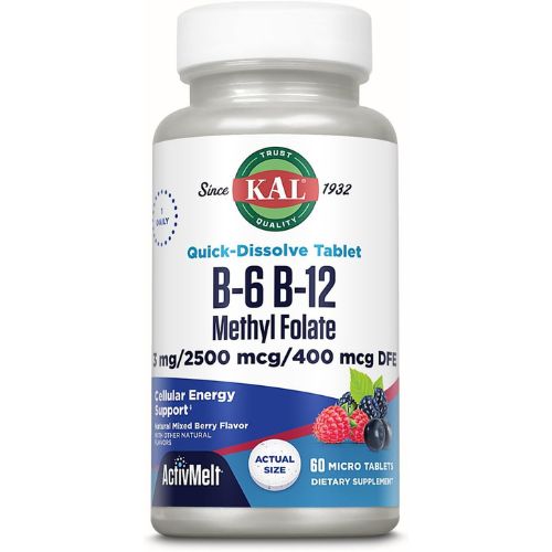 KAL Vitamin B-6 B-12 Methyl Folate ActivMelt 60 Servings, 60 Micro Tabs