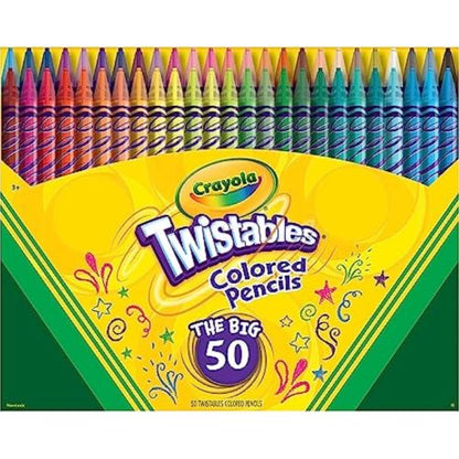 Crayola Twistables Colored Pencil Set (50ct), Cool Back to School Supplies for Kids