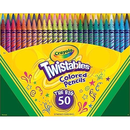 Crayola Twistables Colored Pencil Set (50ct), Cool Back to School Supplies for Kids