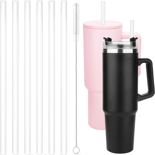 6-Pack Reusable Replacement Straws with Cleaning Brush for Stanley 40oz & 30oz