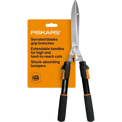 Fiskars 25"-33" Power-Lever Extendable Garden Hedge Shears, 10” Blades