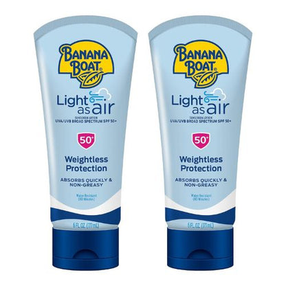 Banana Boat Light As Air Sunscreen Lotion SPF 50, 6 Fl Oz (2 Pack)