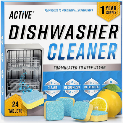 Dishwasher Cleaner & Deodorizer Tablets – 24-Pack Deep Cleaning Pods