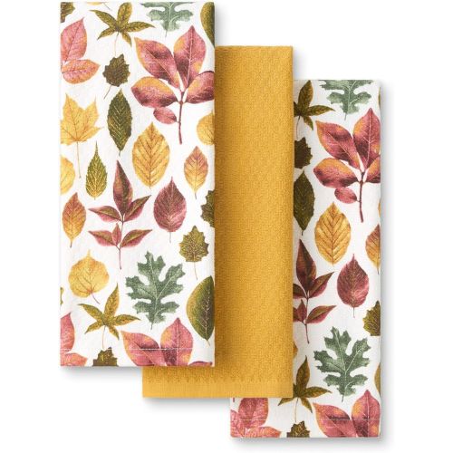 Autumn Harvest Falling Leaves Kitchen Towel