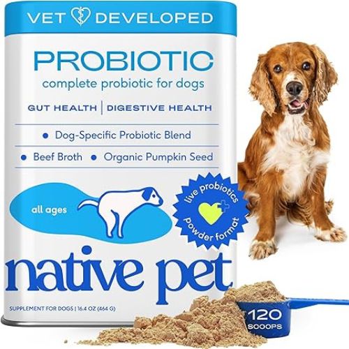 Native Pet Probiotics Powder – 120 Scoops, Digestive & Immune Support for Dogs