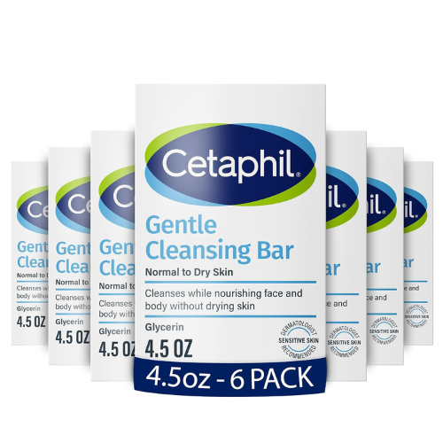 Cetaphil Gentle Cleansing Bar Soap, Sensitive & Dry Skin, 4.5oz, 6ct