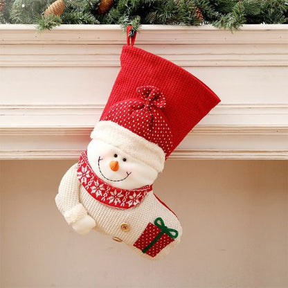 Large Red White Knitted Christmas Stocking Santa