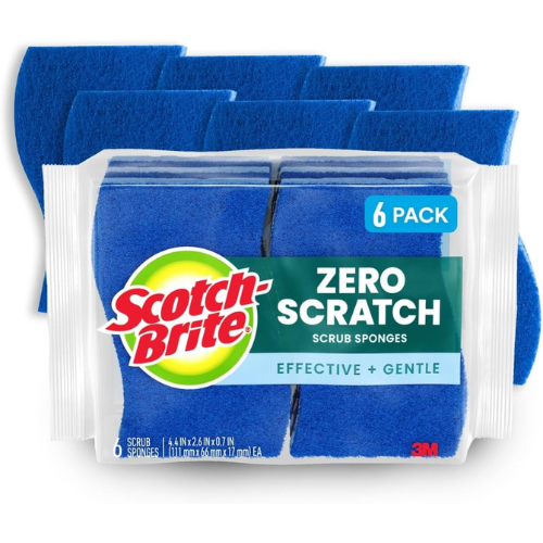 Scotch-Brite Zero Scratch Scrub Sponge – 6-Pack, Safe for Nonstick