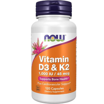 NOW Supplements, Vitamin D-3 & K-2, 1,000 IU/45 mcg,Plus