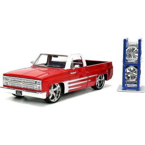 Trucks 1:2Just 4 1985 Chevy C10 Die-Cast Truck w/Tire Rack – Red/White