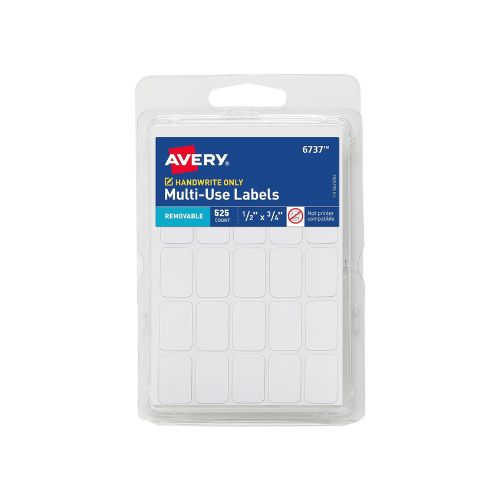 Avery Multi-Use Removable Labels, 1/2" x 3/4", White, Non-Printable