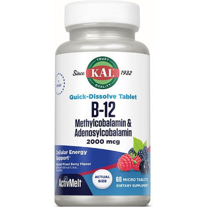 KAL Vitamin B12 Methylcobalamin and Adenosylcobalamin 2000 mcg
