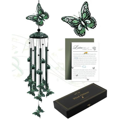33" Green Butterfly Outdoor Wind Chimes