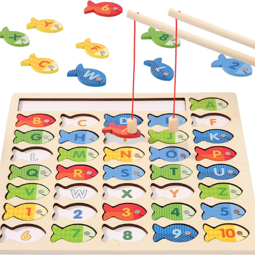 Wooden Magnetic Fishing Game for Toddlers ,  Gift for Kids.