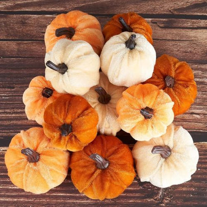 Pumpkin Decor 12pcs Artificial Velvet Fall