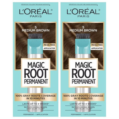L'Oreal Paris Magic Root Permanent Hair Color Kit 5 Medium Brown (2 Count)