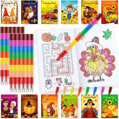 24 Thanksgiving Mini Coloring Books