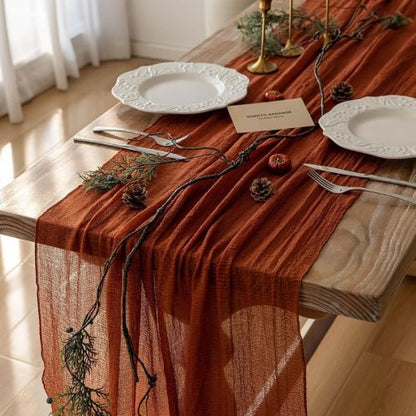 Terracotta Cheesecloth Table Runner