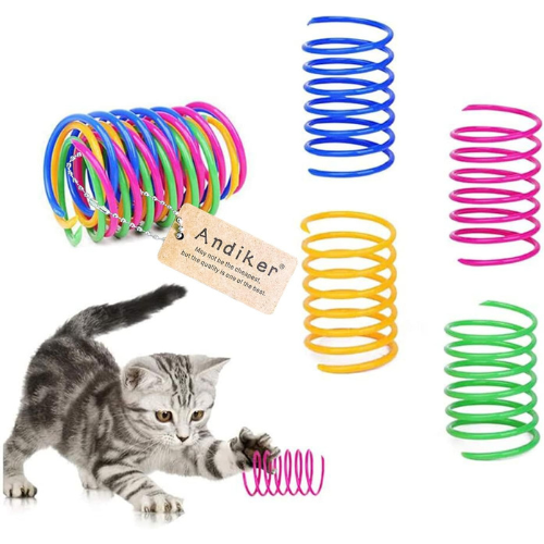 Andiker Cat Spiral Spring Toy Set 12 Pack Colorful Plastic Springs