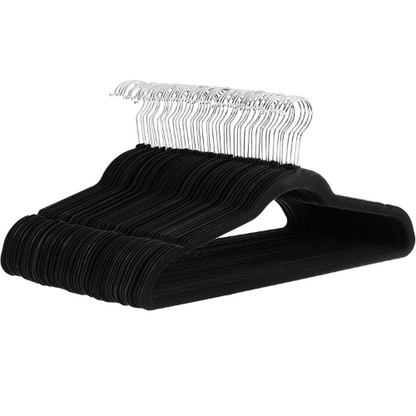 Slim Velvet , Non Slip Suit Clothes Hangers , Pack of 50 , Black