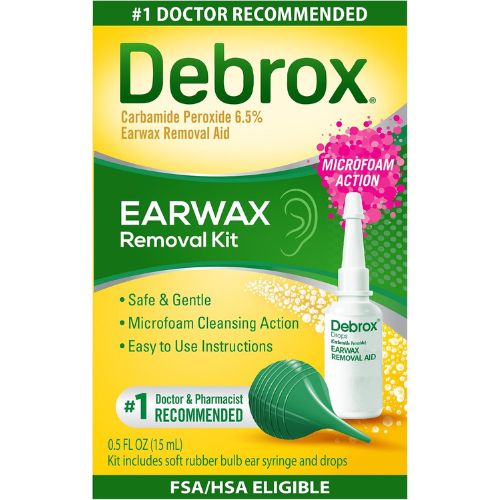 Debrox Ear Wax Removal Kit, Bulb Syringe & 0.5 Fl Oz Removal Ear Drops
