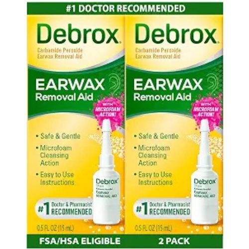 Debrox Earwax Removal Aid, Microfoam Ear Drops, 0.5 Fl Oz, Pack of 2