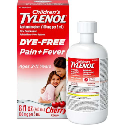 Children’s Tylenol Dye-Free Acetaminophen Oral Suspension, Cherry, 8 fl. oz