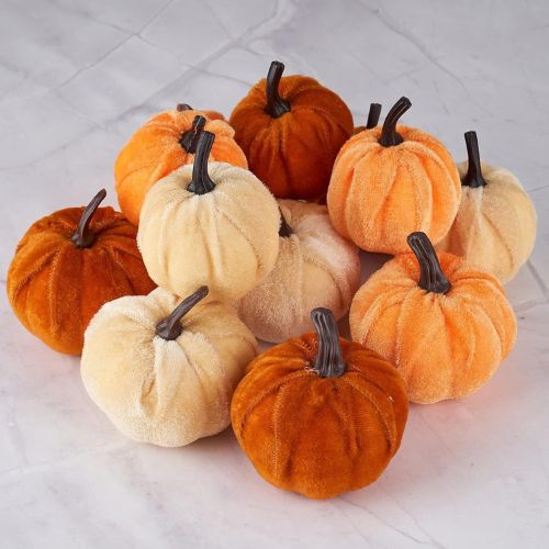 Pumpkin Decor 12pcs Artificial Velvet Fall