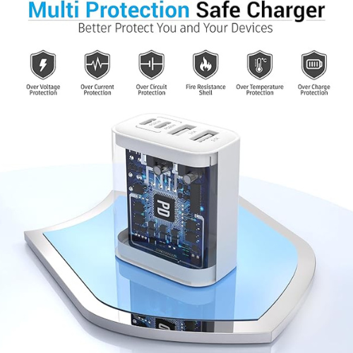 TT&C 40W USB-C Wall Charger – 4-Port PD+QC Fast Charging Block