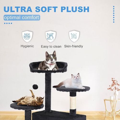 FDW Cat Tree – 54" Multi-Level Tower with Scratching Posts & Cozy Condo (Dark Gray)