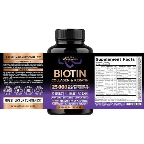 Biotin, Collagen, Hyaluronic Acid & Keratin - Hair Growth Support - 60 Caps