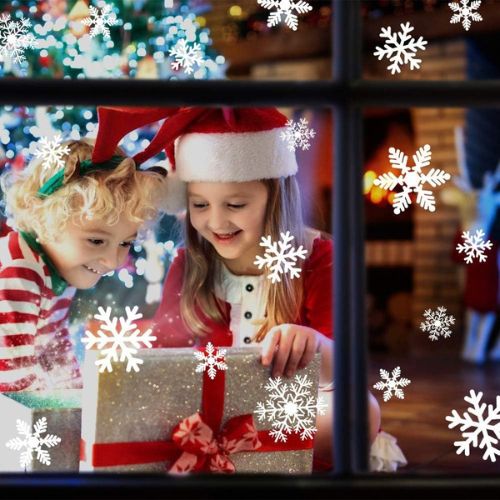 LUDILO 135Pcs Christmas Decorations Window Clings Snowflakes Window Decals