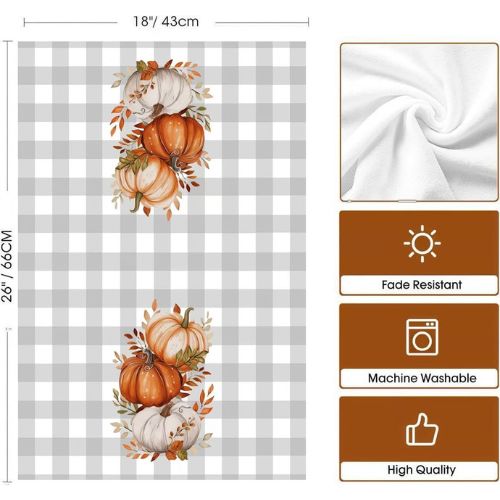 4, Pumpkin Buffalo Plaid Dish Towels