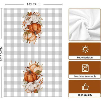 4, Pumpkin Buffalo Plaid Dish Towels