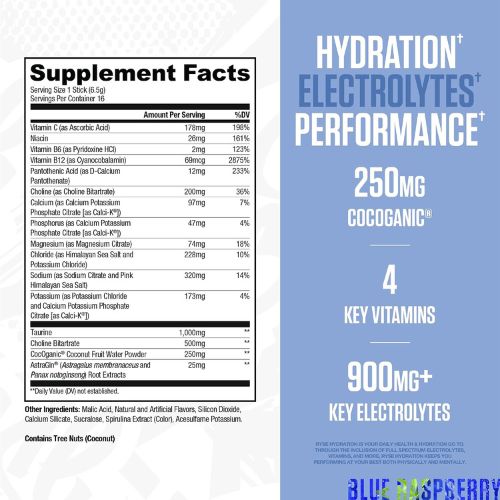 RYSE Hydration Electrolyte Powder Drink Mix Packets 16 Serving Sticks
