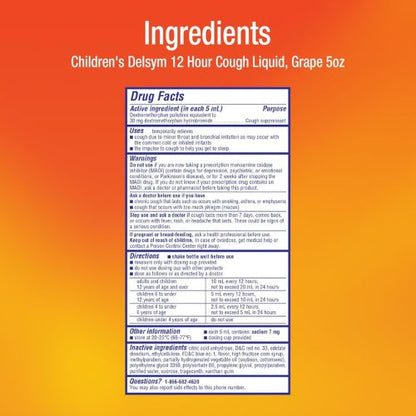 Delsym Children's 12 Hour Cough Relief Liquid  5 Oz