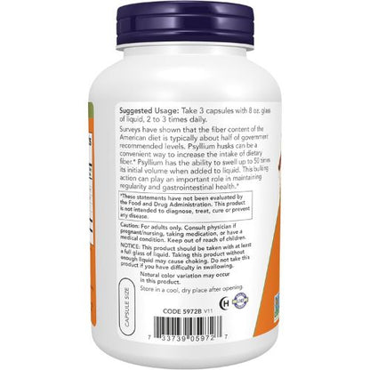NOW Foods Supplements, Psyllium Husk Caps 500 mg