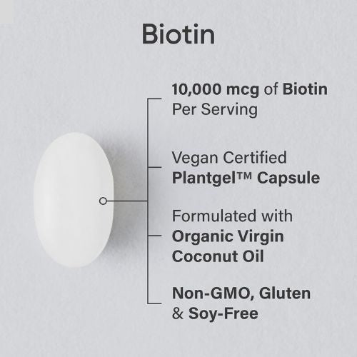 Sports Research® Biotin 10,000mcg w/Coconut Oil, 120 Count Plantgels™