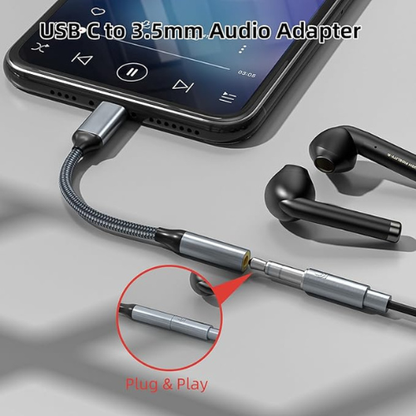 USB-C to 3.5mm Audio Adapter – 2-Pack (Black)