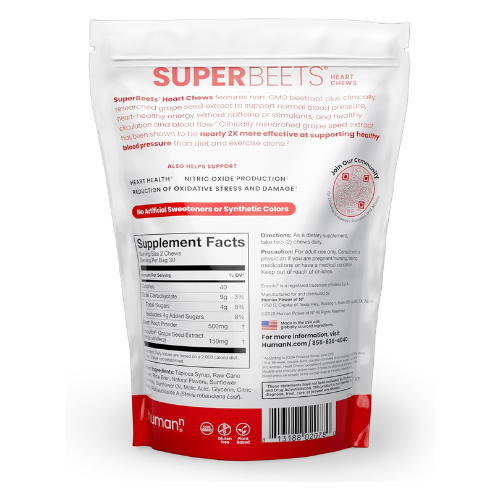 humanN SuperBeets Chews – Blood Pressure & Circulation Support, Non-GMO, 60ct