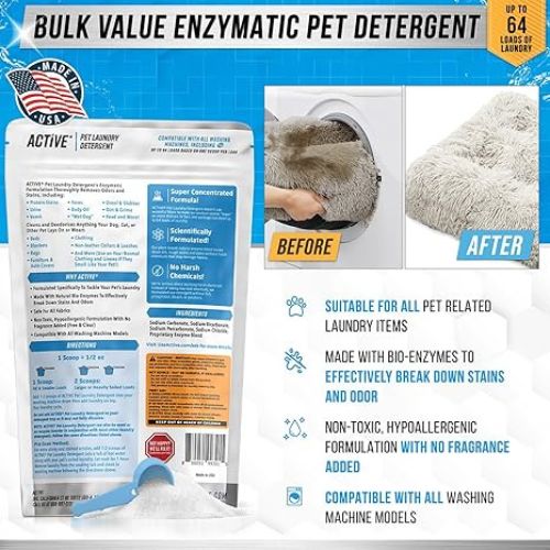 Pet Laundry Detergent – Enzyme Powder, Odor & Stain Remover, 64 Loads