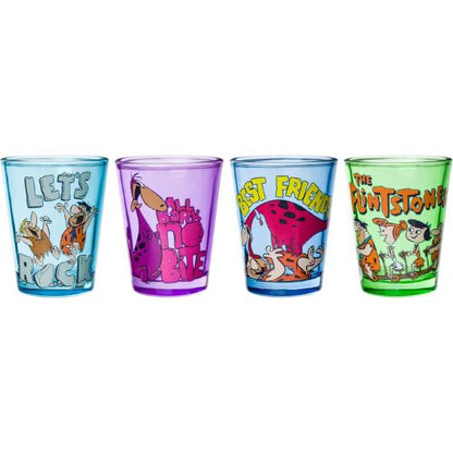 Silver Buffalo The Flintstones, 4 Pack Mini Glass Set, 1.5oz
