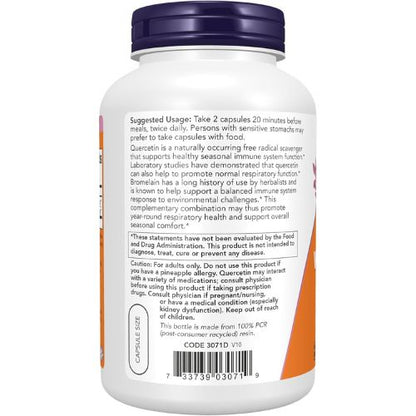NOW Foods Supplements, Quercetin with Bromelain, Balanced Immune System*, 240 Veg Capsules