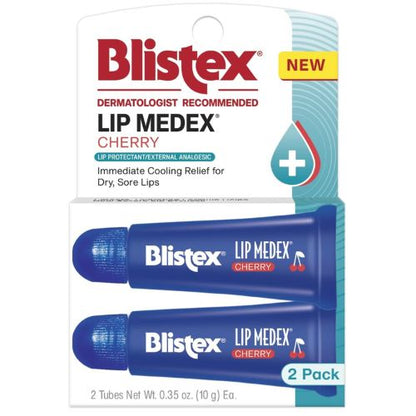 Blistex Cherry Lip Medex Medicated Lip Balm, 0.35 oz, 2 Count