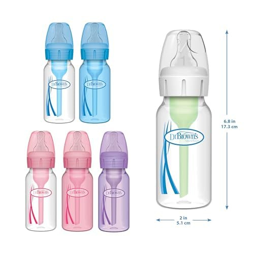 Dr. Brown's Anti-Colic Options+ Narrow Baby Bottle, 4 oz, 4-Pack