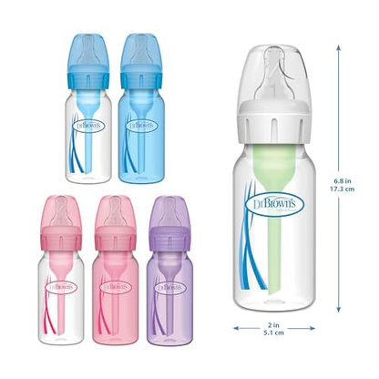 Dr. Brown's Anti-Colic Options+ Narrow Baby Bottle, 4 oz, 4-Pack