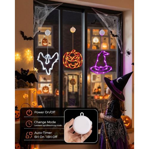 Halloween Windows Lights - Pumpkin, Ghost, Hat with Timer