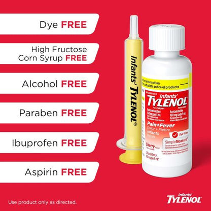 Infants' Tylenol Acetaminophen Oral Suspension, Dye-Free, Cherry, 2 fl. oz