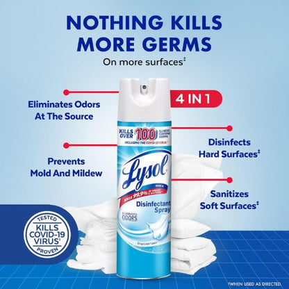 Lysol Disinfectant Spray, Sanitizer, Crisp Linen, 19 oz, 2 Pack