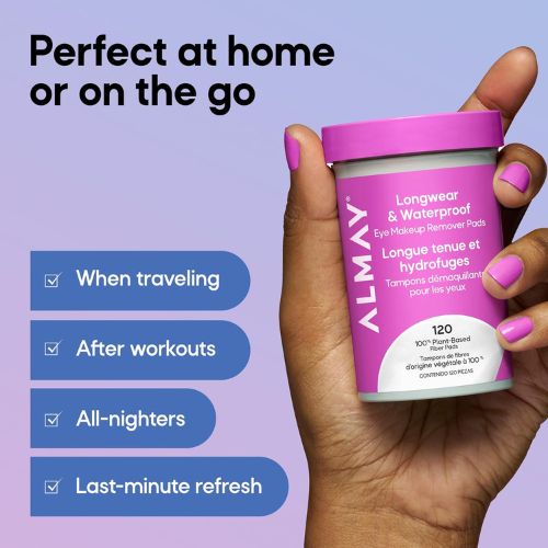 Almay Longwear & Waterproof Eye Makeup Remover Pads, 120 Count